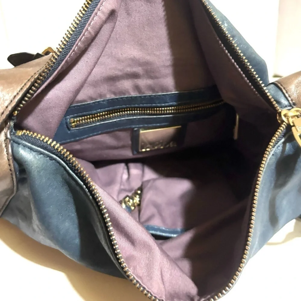 Kooba Stylish Blue and Brown gray shoulder distressed leather Bag